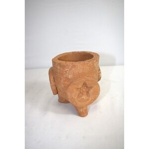 Terracotta Pot Planter Star Embossed Wagon Wheel Rustic Farmhouse Small